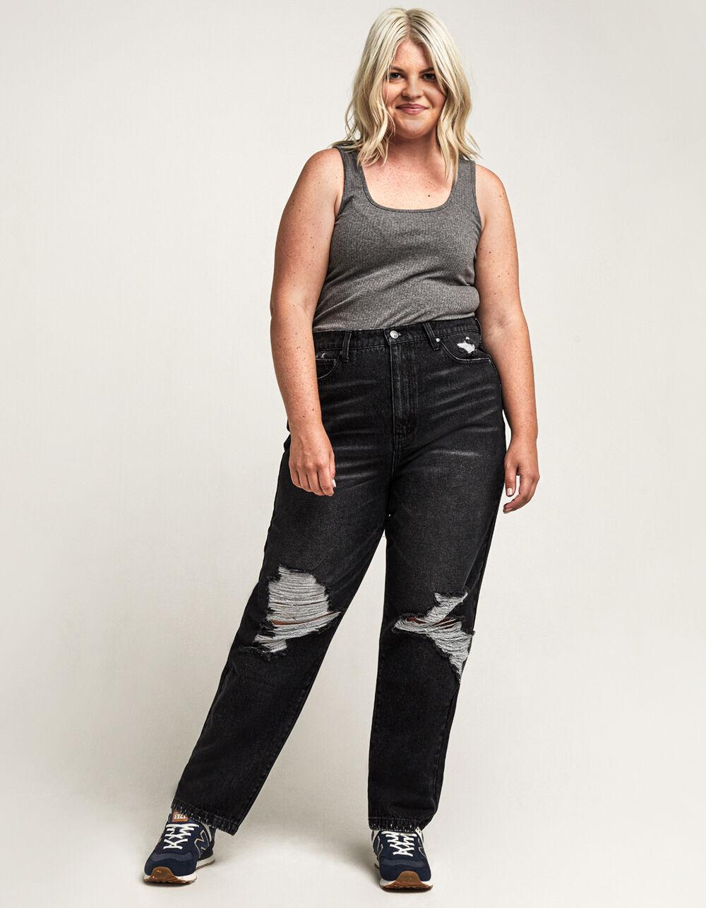 RSQ Destroyed 90s Womens Wash Black Jeans Product Image