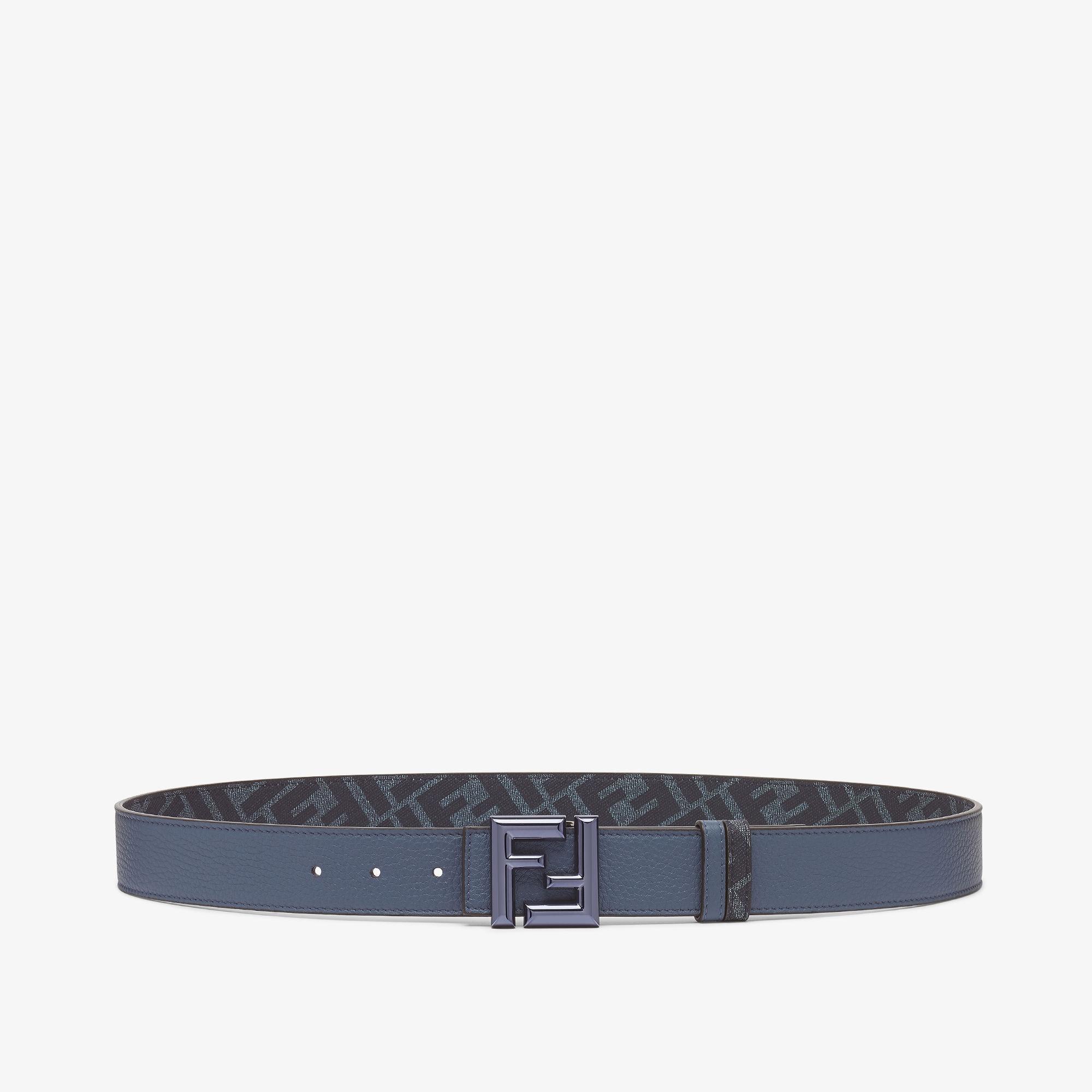 FF Rounded BeltBlue leather and blue FF canvas reversible belt Product Image