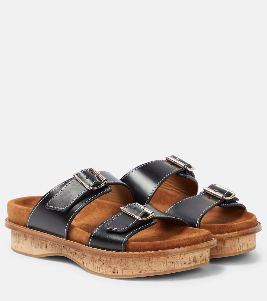 CHLOÉ Marah Topstitched Leather Sandals In Black Product Image