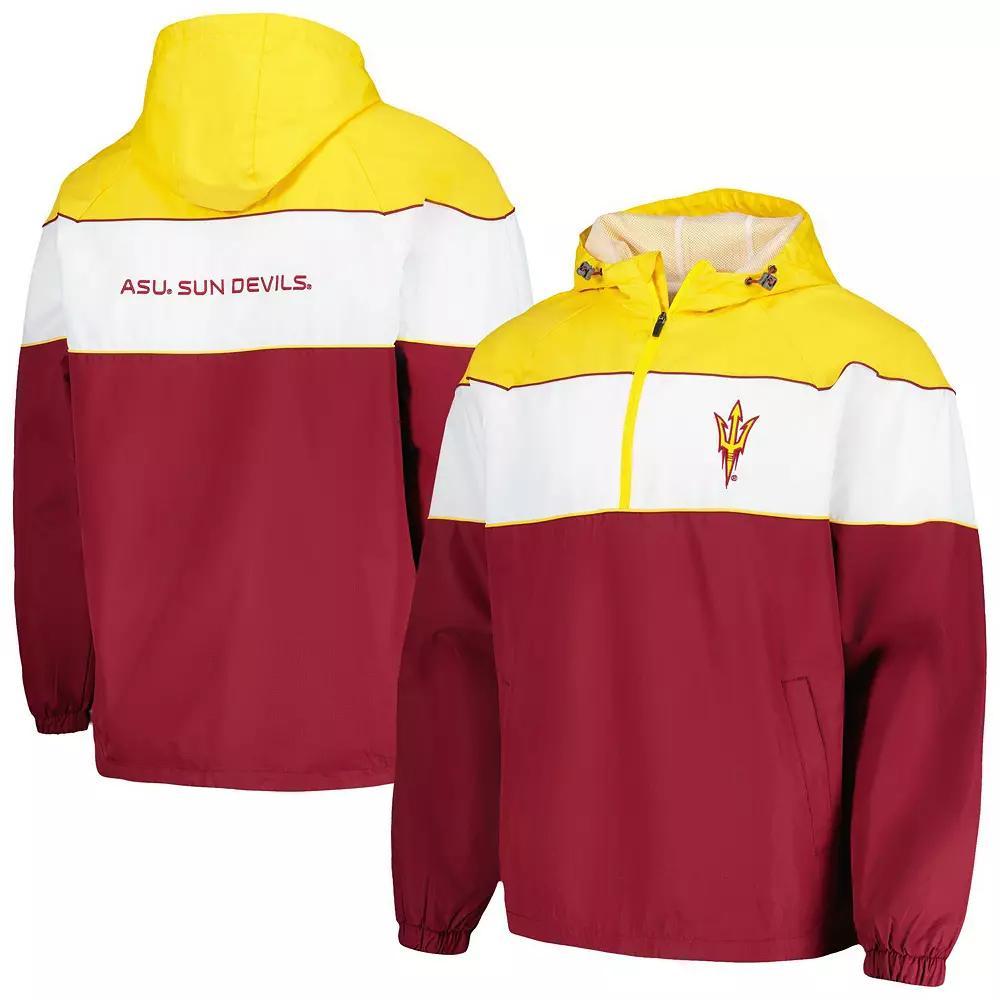 Men's G-III Sports by Carl Banks Maroon Arizona State Sun Devils Center Line Half-Zip Raglan Hoodie Jacket, Size: Small, Red Product Image