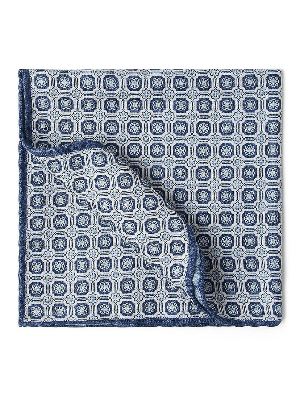 Mens Silk Pocket Square with Geometric Design Product Image