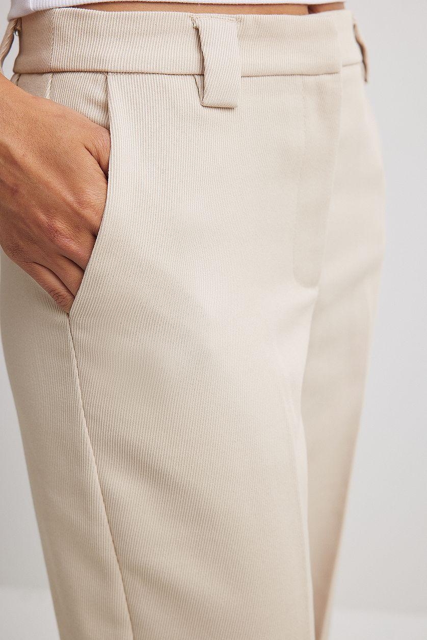 Straight Mid Waist Twill Suit Pants Product Image
