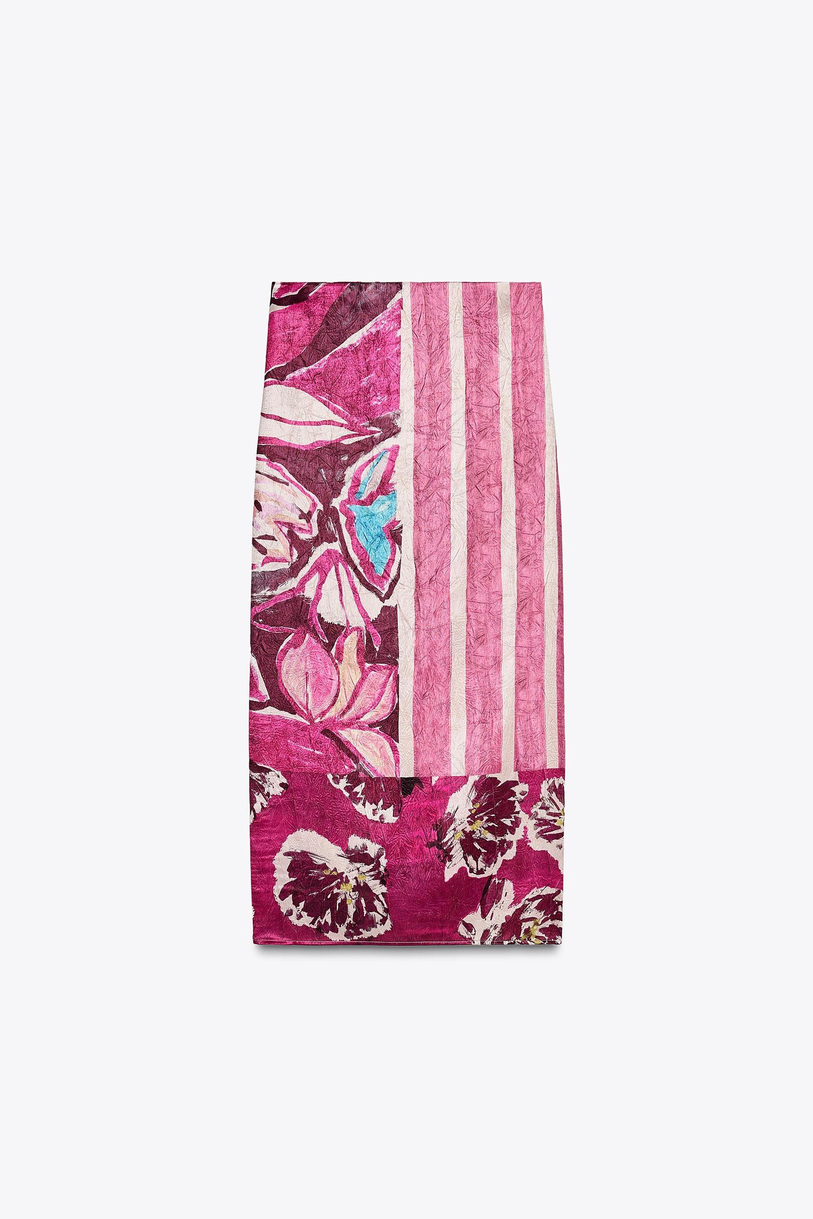 PRINTED SATIN EFFECT MIDI SKIRT Product Image