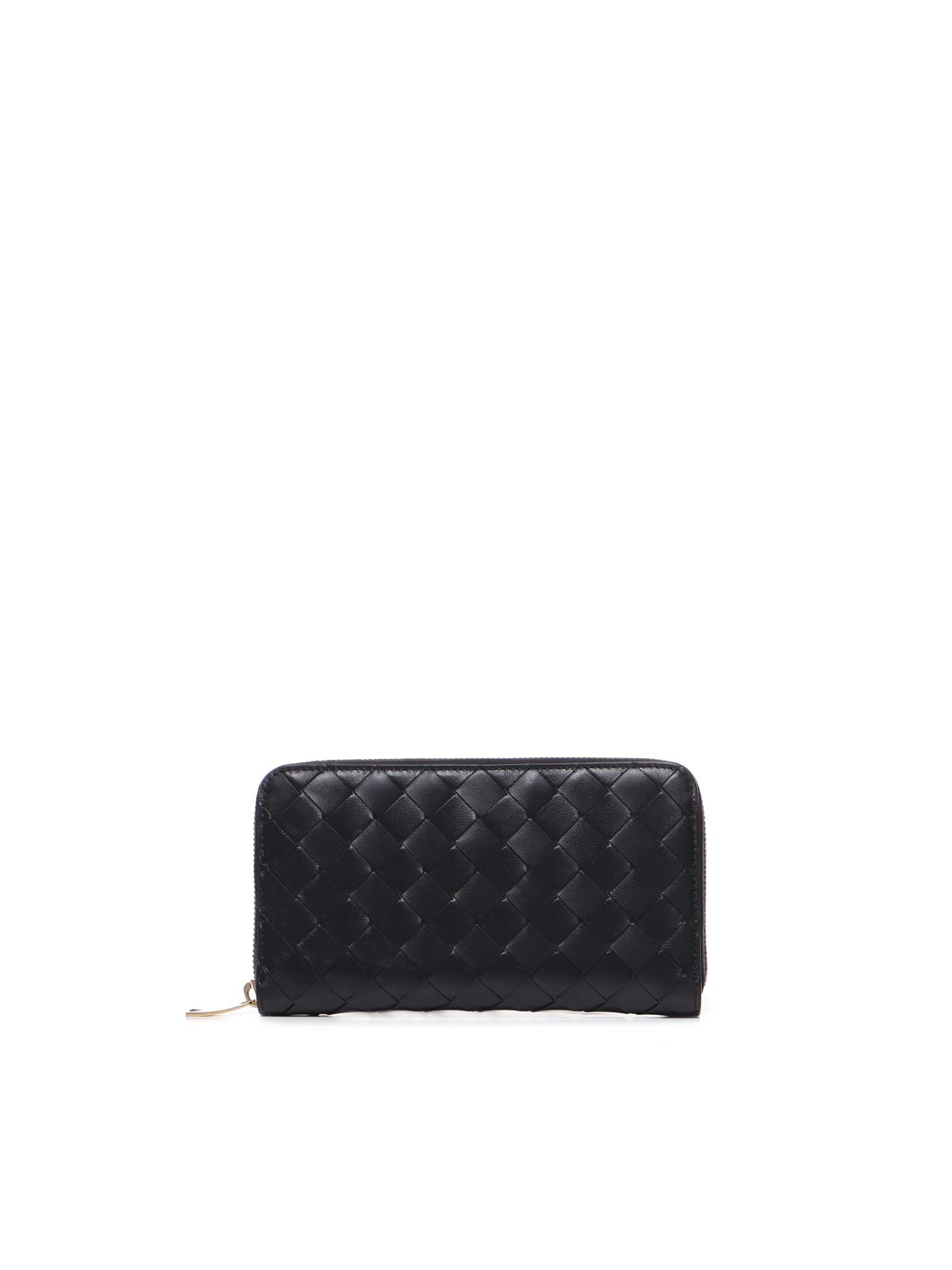 Interwoven Wallet With Zip In Black Product Image