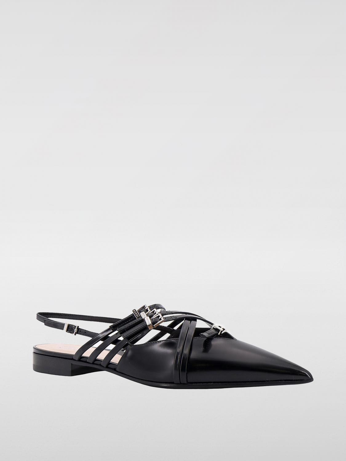 Leather Slingback With Bands And  Buckle In Black Product Image