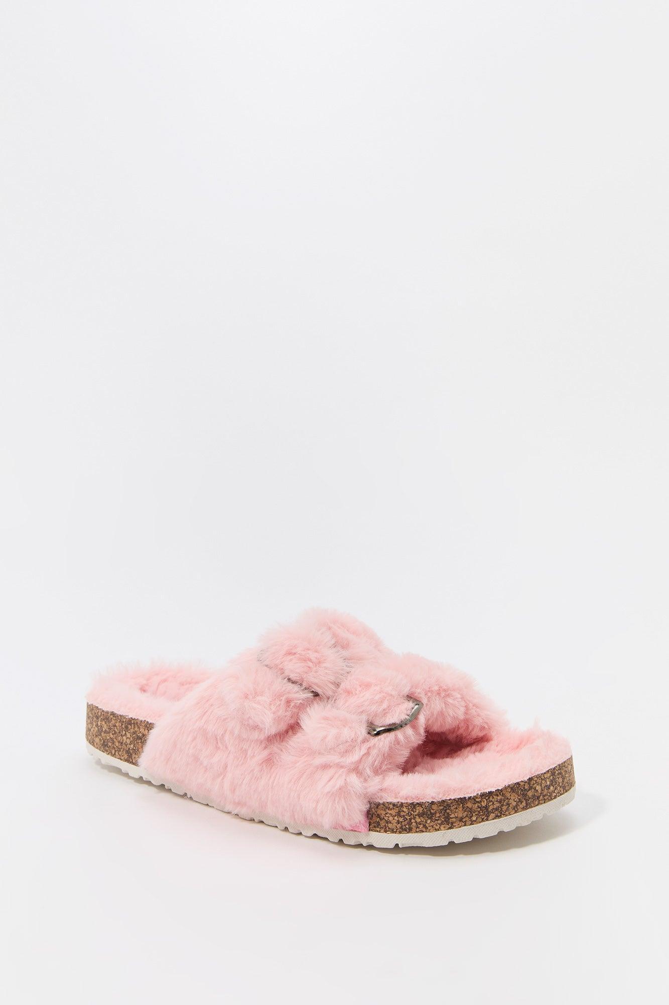 Faux Fur Buckled Cork Slide Female Product Image