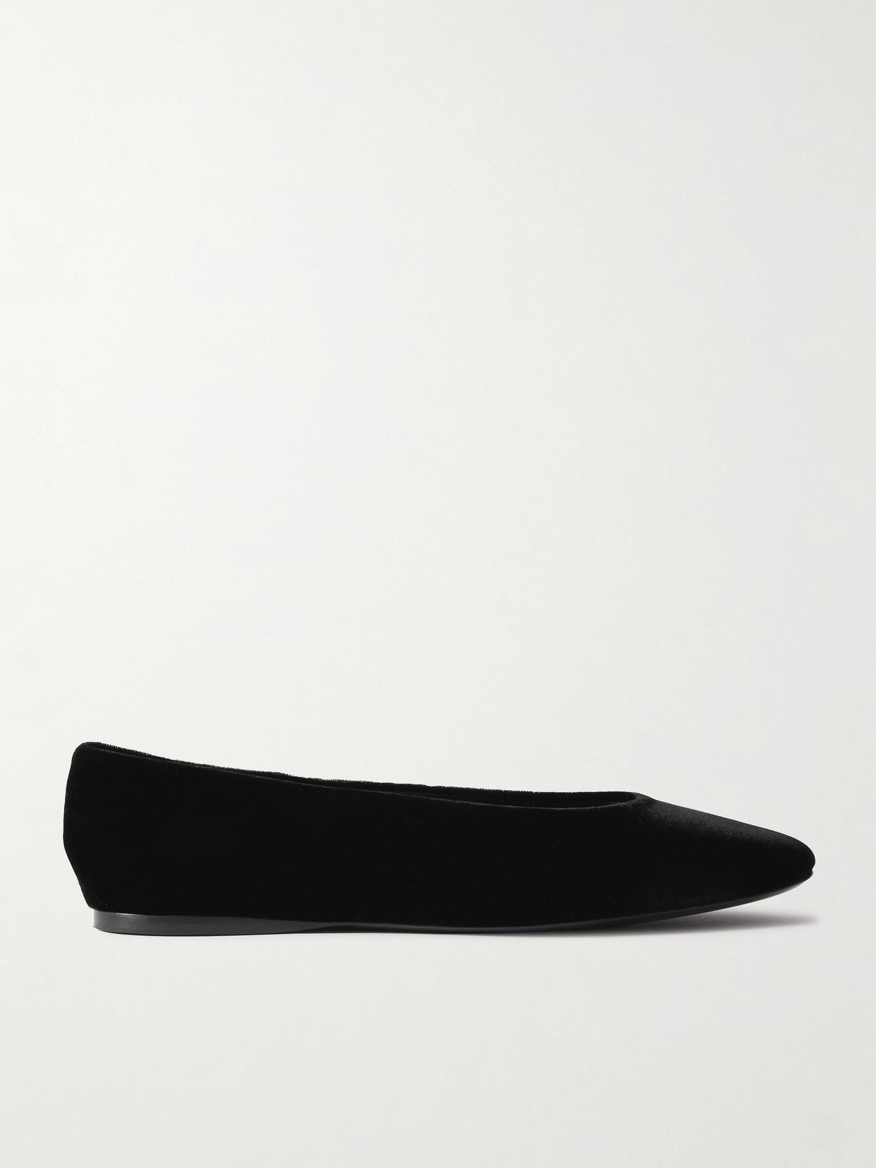 SAINT LAURENT Gio Velvet Ballet Flats In Black Product Image