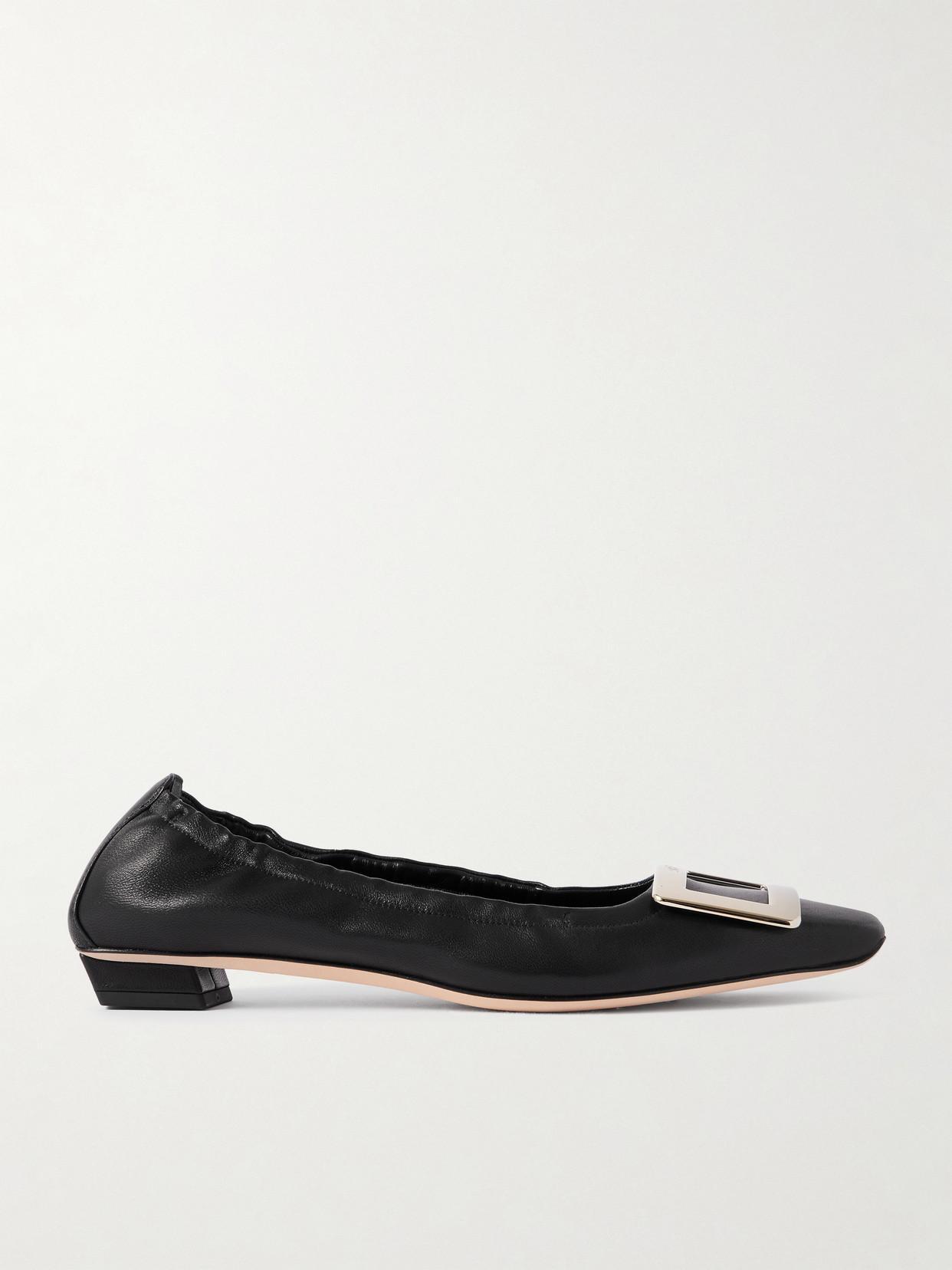 ROGER VIVIER Belle Vivier Leather Ballet Flats In Black Product Image