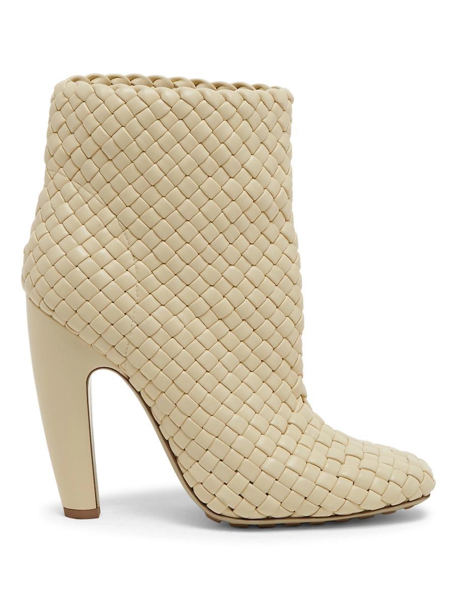 Womens Woven Leather Ankle Boots Product Image