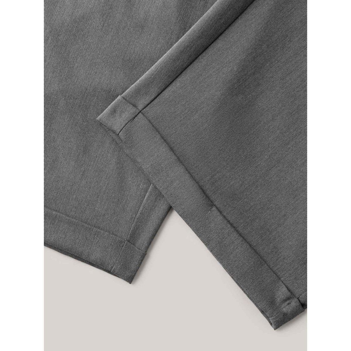 Plus Size Mid Waist Rolled Hem Straight-Leg Solid Pants Women DimGray At the Office Straight Leg Mid Rise Office Pants BloomChic 22-24/3X Product Image