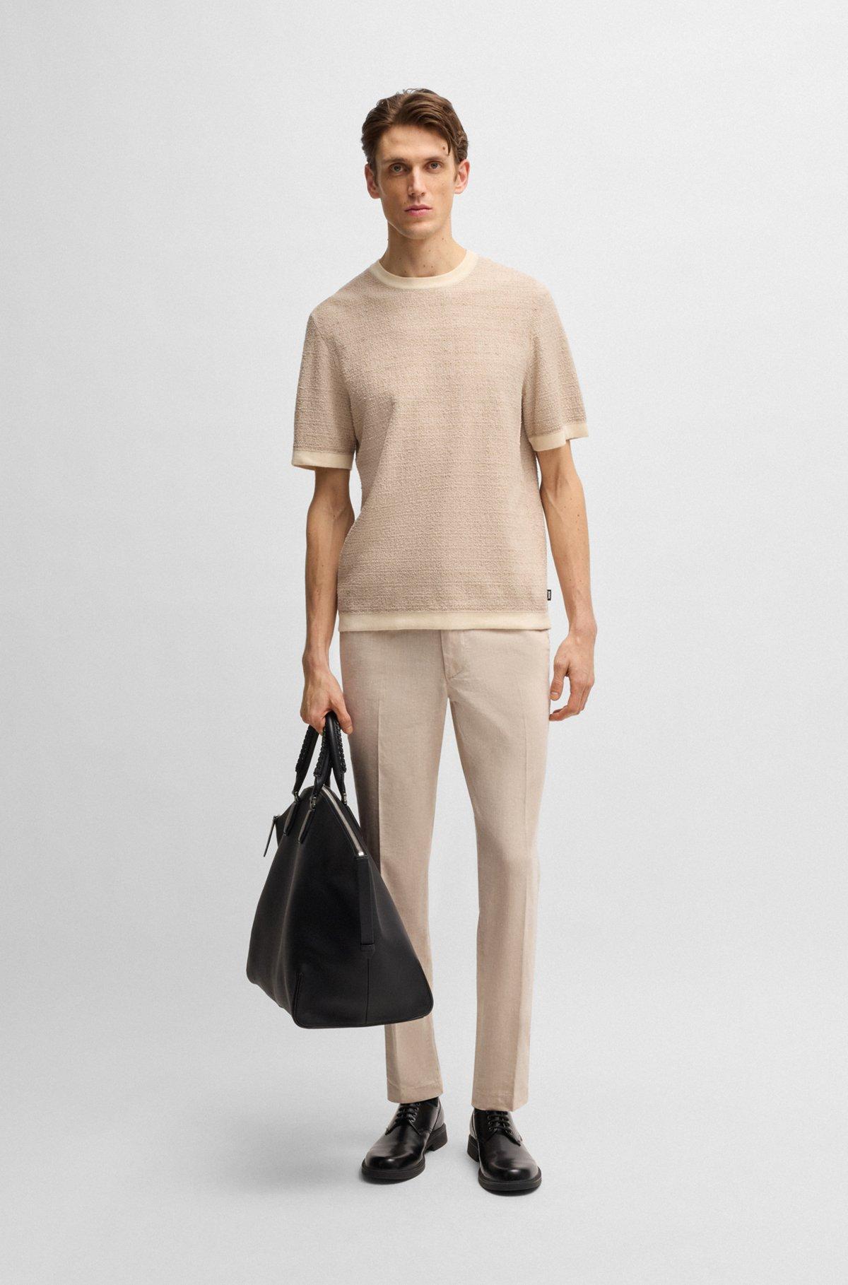 BOSS - Relaxed-fit jacquard-knit T-shirt - White Product Image