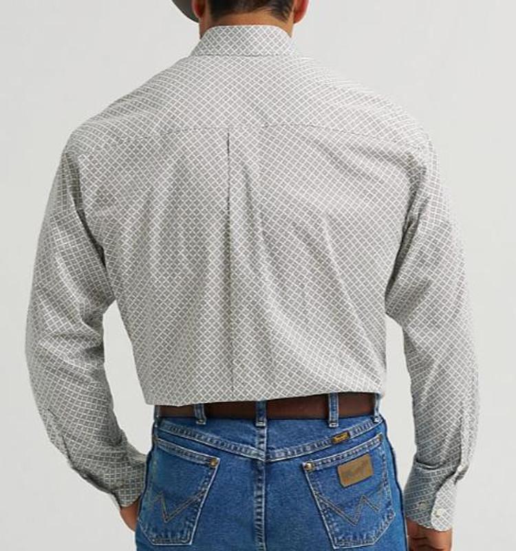 Wrangler® George Strait™ Men's L/S White/Brown Print Button Shirt Product Image