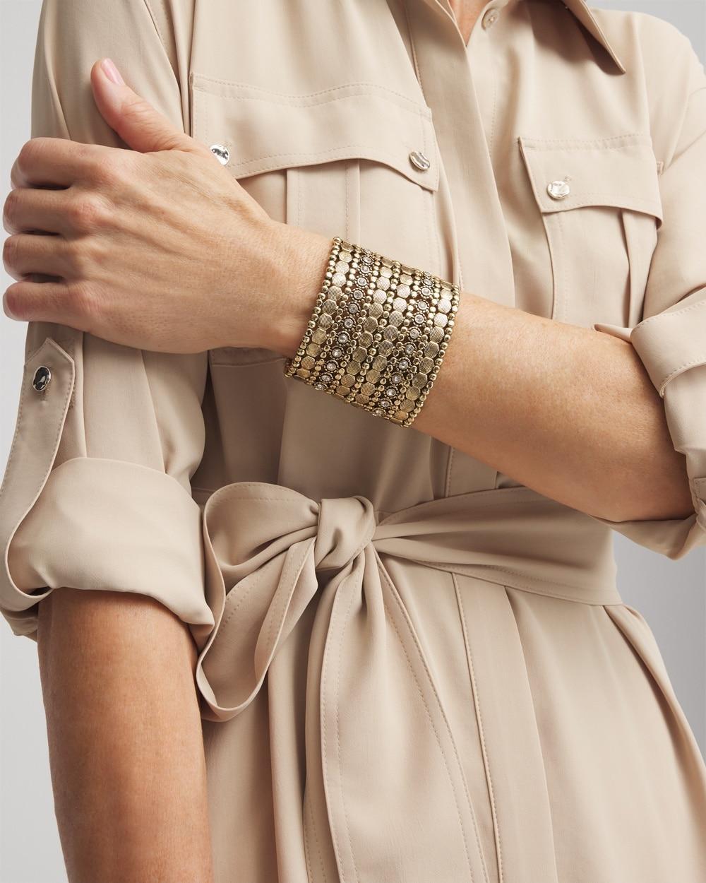 Gold Tone Stretch Cuff Bracelet Product Image