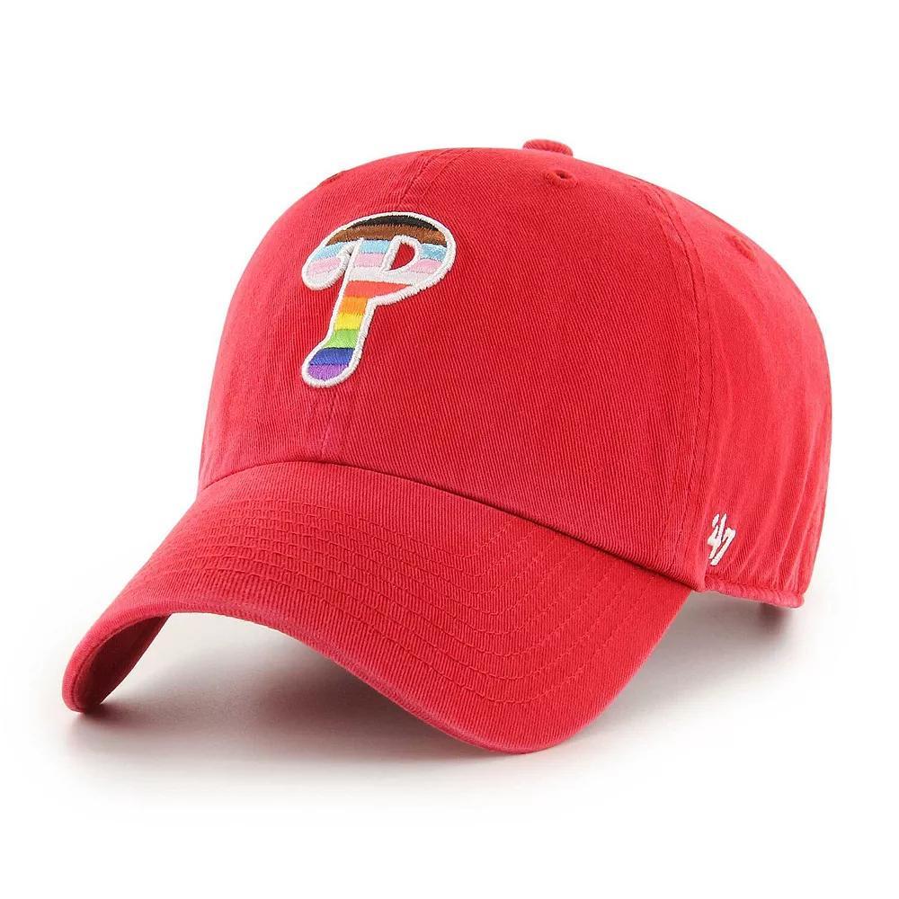 Men's '47  Red Philadelphia Phillies Team Pride Clean Up Adjustable Hat Product Image
