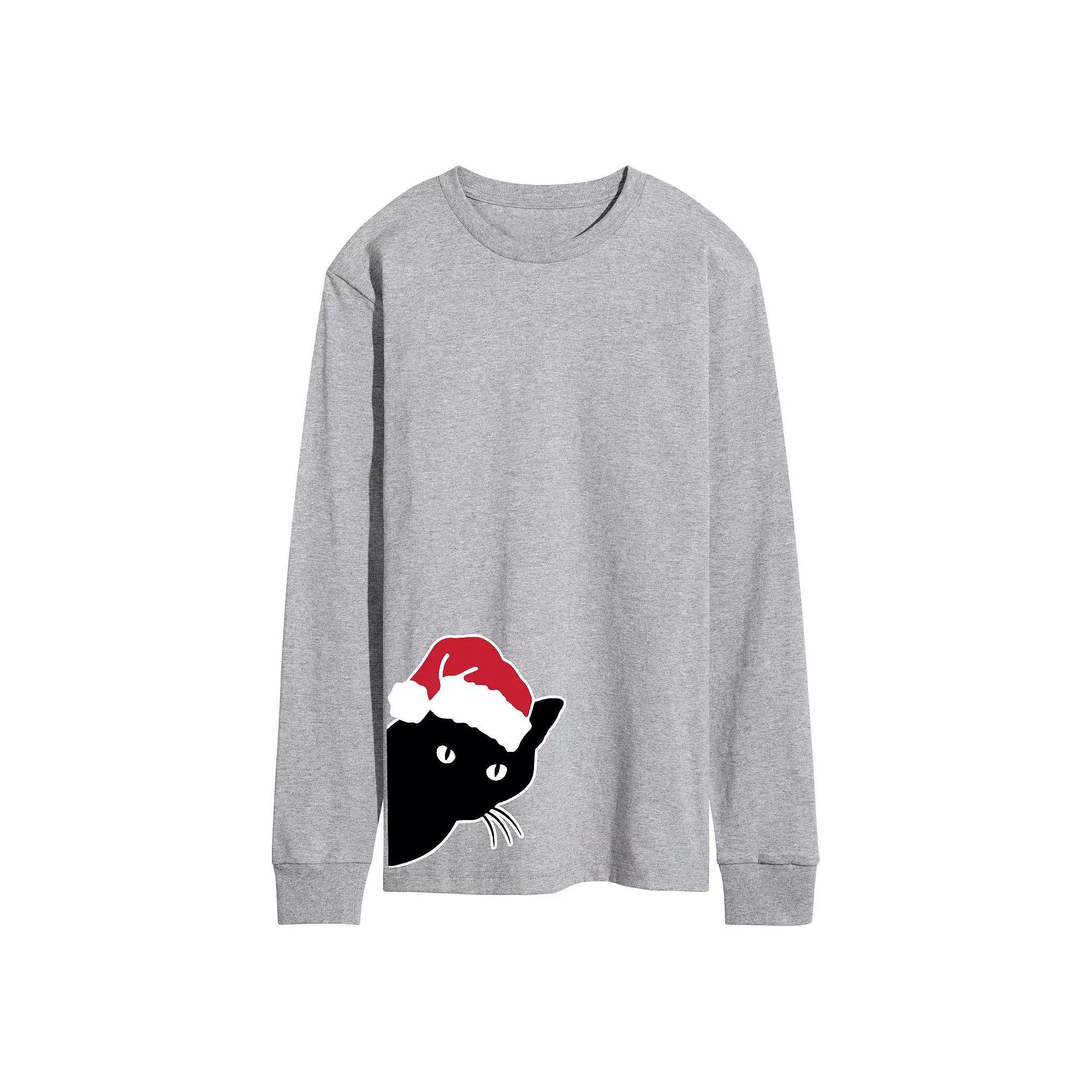 Men's Peeking Cat Long Sleeve Tee,  Product Image