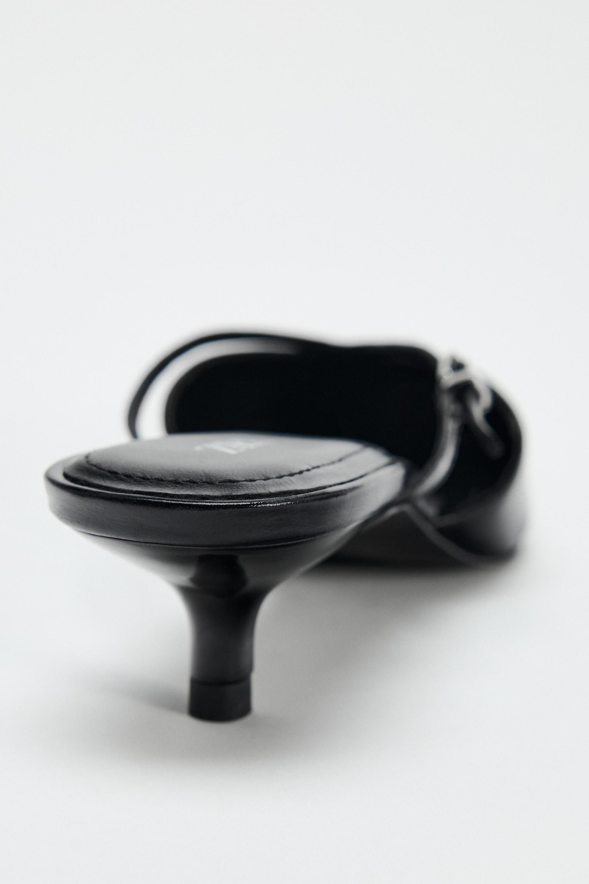 HEELED LEATHER SLIDES Product Image