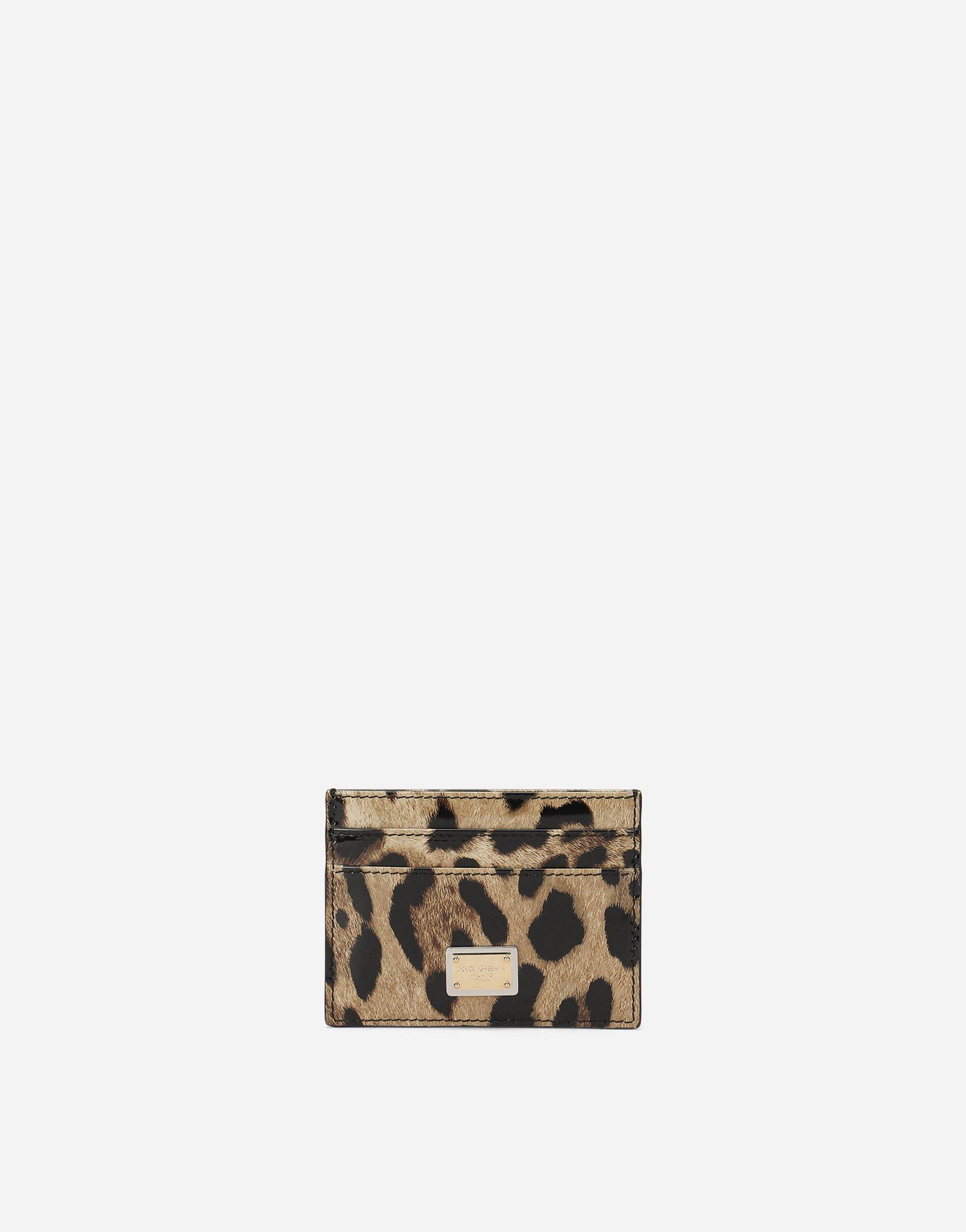 DOLCE & GABBANA Polished Calfskin Card Holder With Leopard Print In Animal Print Product Image