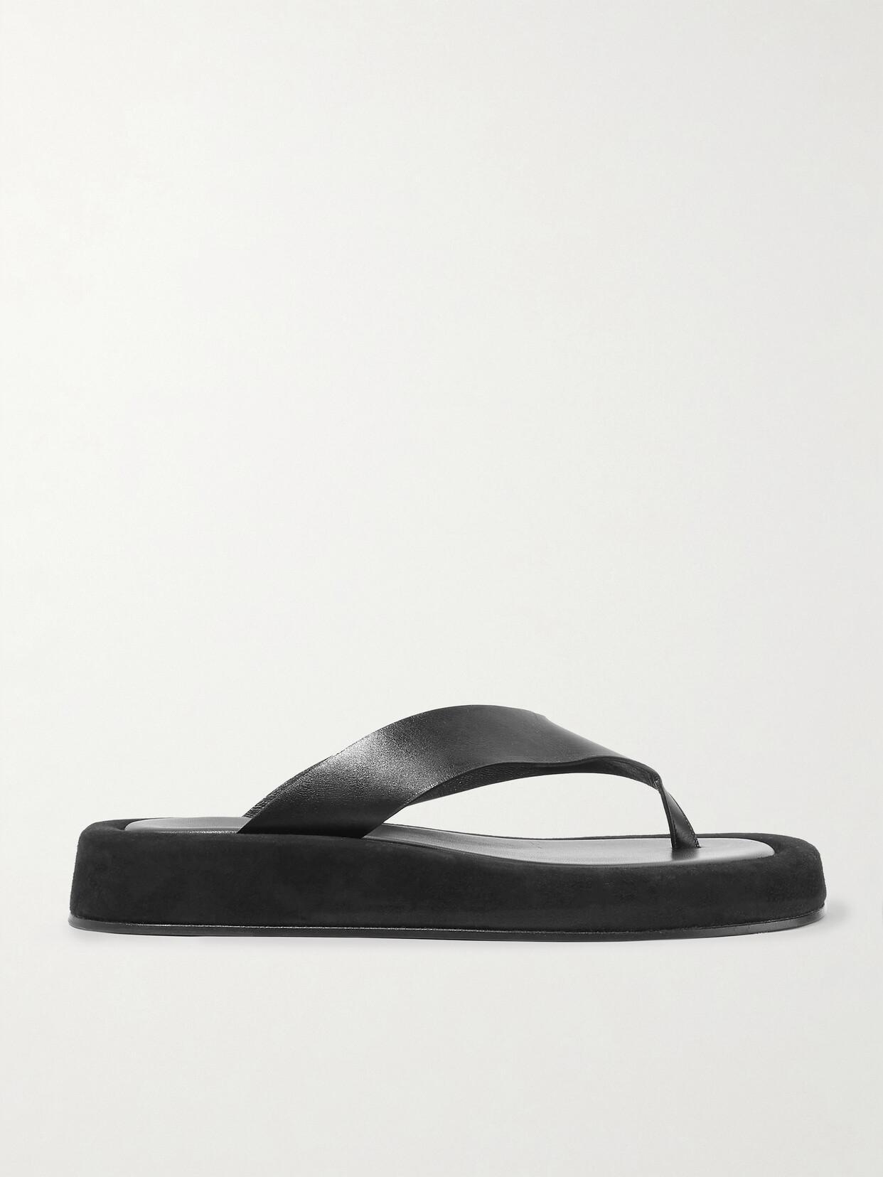 THE ROW Ginza Leather Platform Flip Flops In Black Product Image