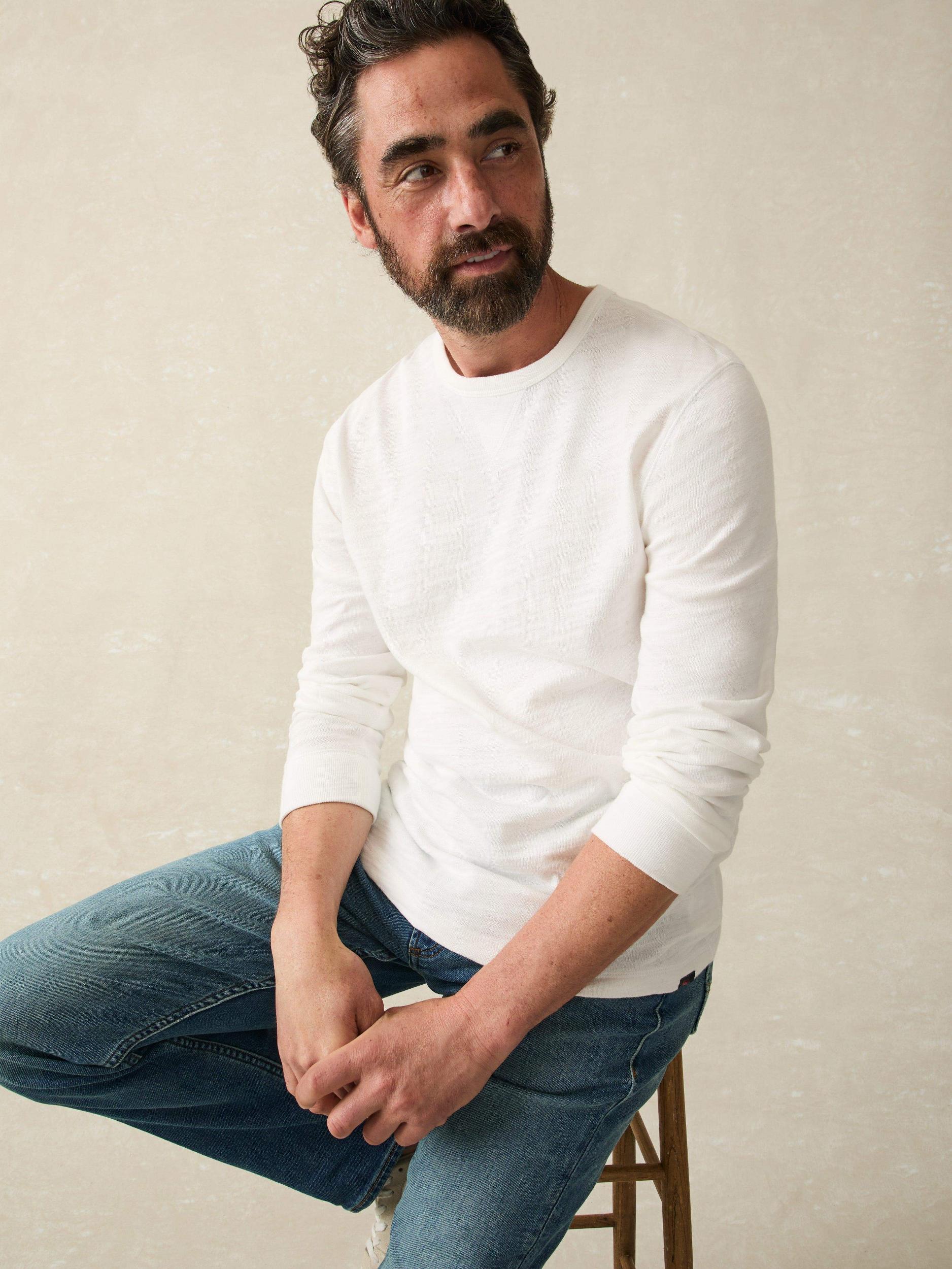 Sunwashed Slub Crew - White Male Product Image