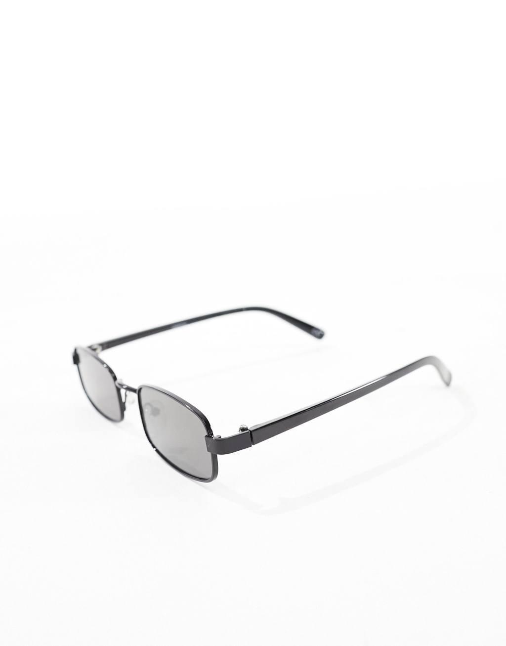 ASOS DESIGN square 90s metal sunglasses in black Product Image