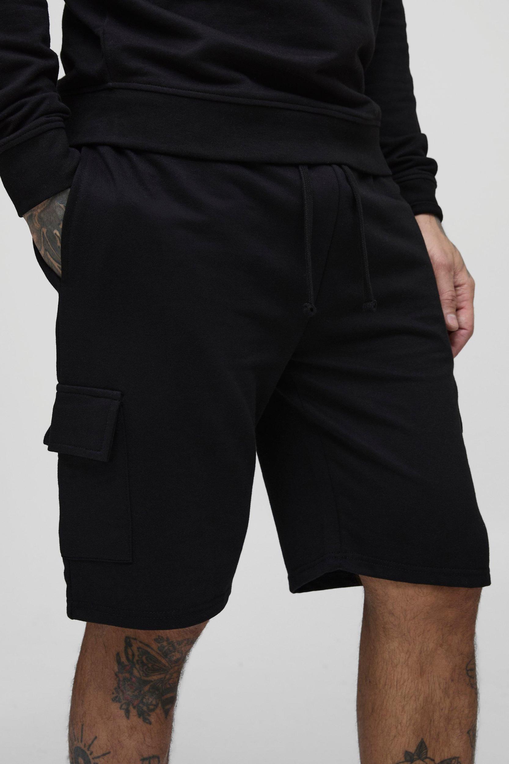 Tall 260GSM Loopback Regular Fit Basic Cargo Shorts | boohooMAN USA Product Image
