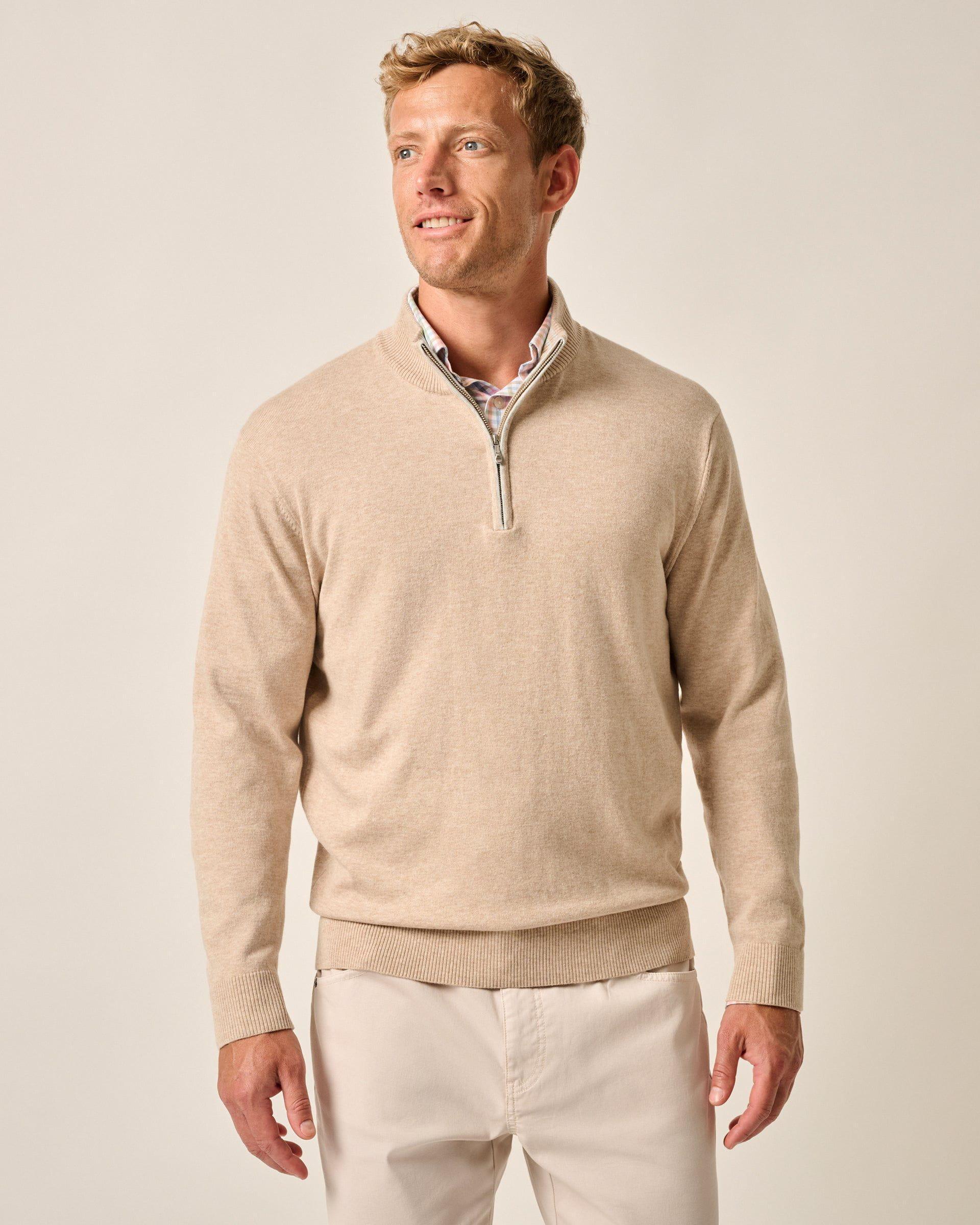 johnnie-O Desmond Plaited Cotton Blend 1/4 Zip Sweater Product Image