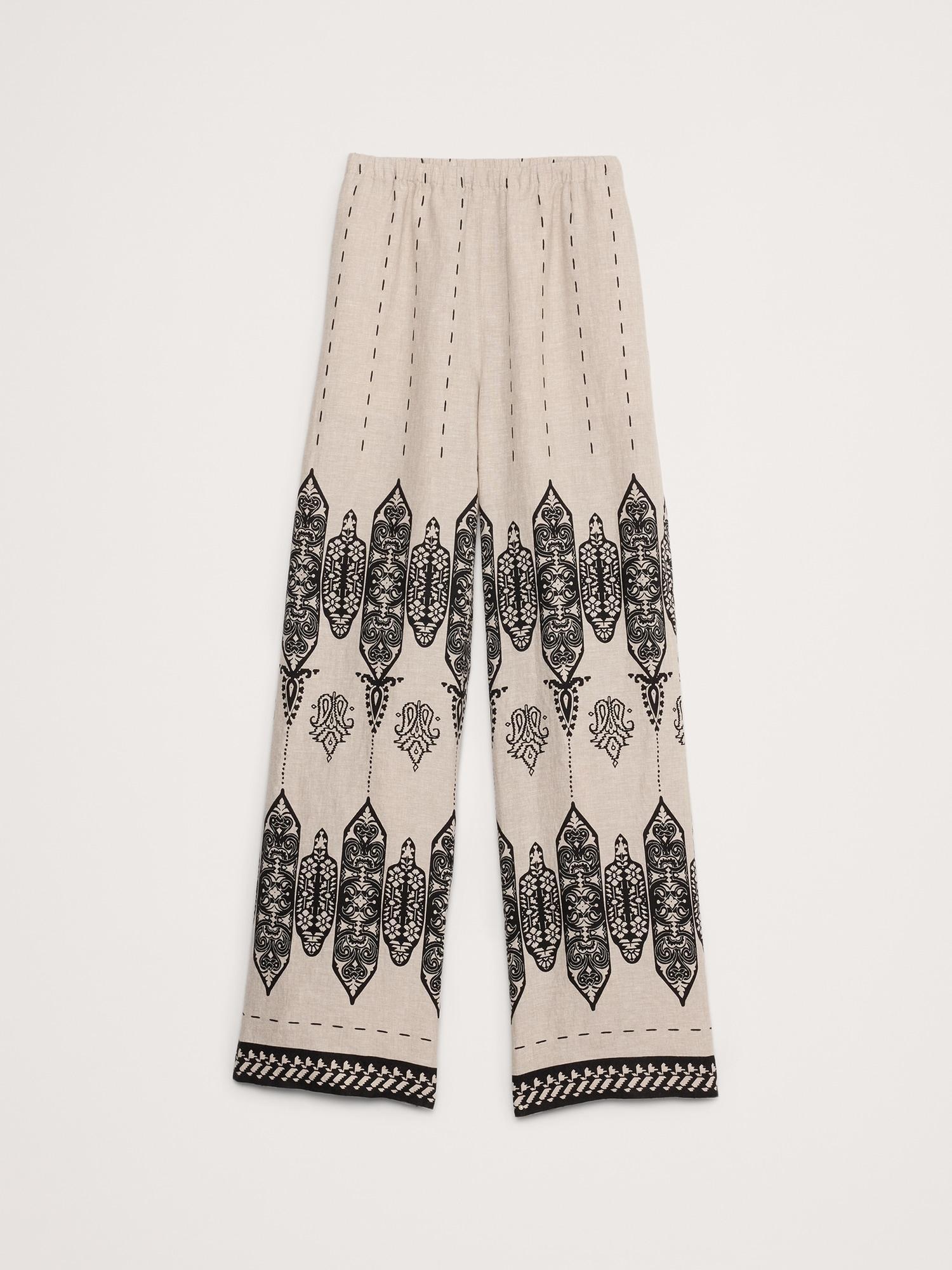 Pull-On Wide-Leg Linen Pant Product Image