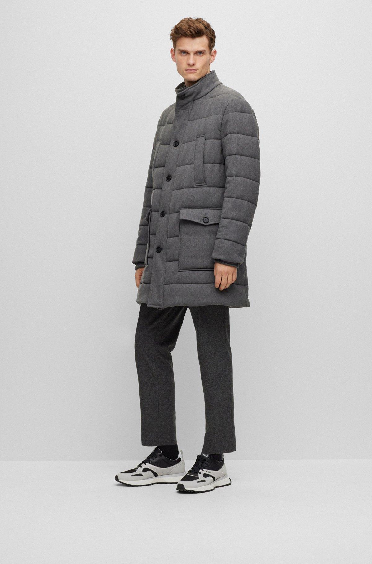 Regular-fit padded coat in a stretch wool blend Product Image