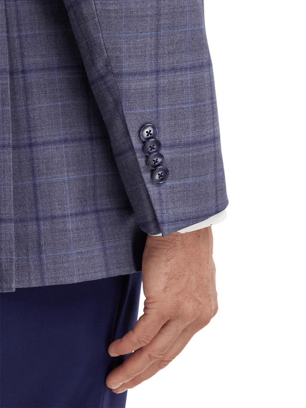 Wool Stretch Windowpane Single Breasted Notch Lapel Sport Coat - Purple Product Image