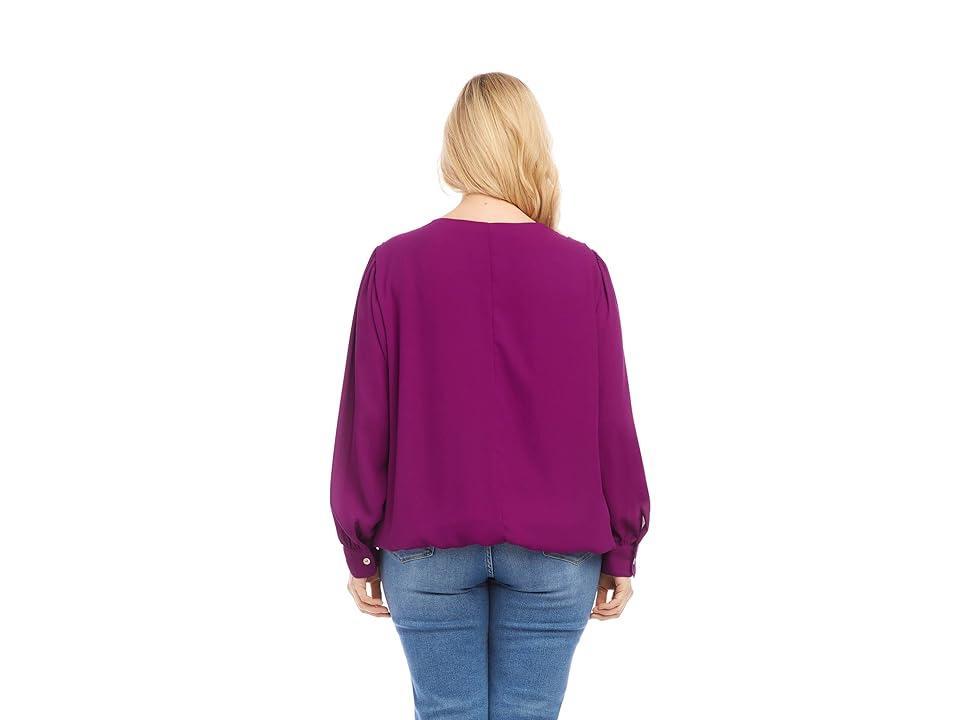 Karen Kane Puff Sleeve Top (Magenta) Women's Clothing Product Image