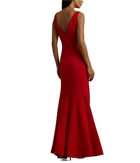 Lauren Ralph Lauren Mirhilt Double Faced Crepe Boat Neck Sleeveless V-Back Mermaid Gown Product Image
