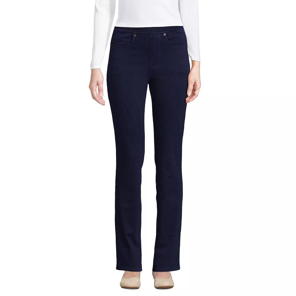 Petite Lands' End Starfish Mid-Rise Pull-On Straight Jeans, Women's,  Product Image