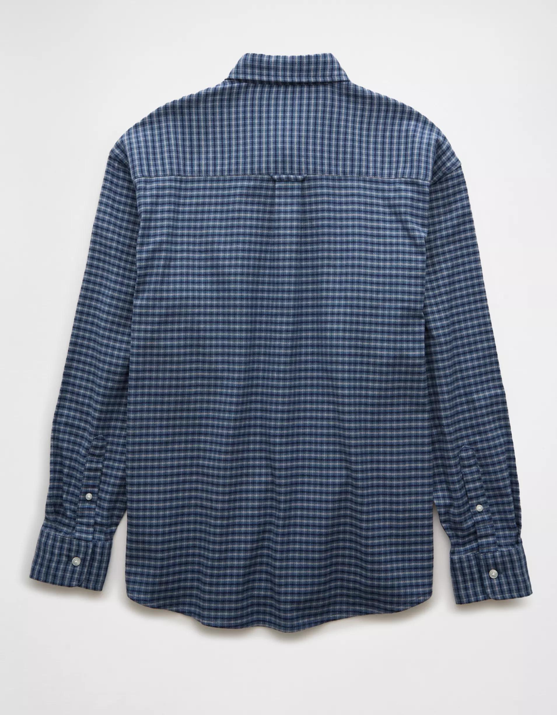AE Everyday Plaid Flannel Button-Up Shirt Product Image