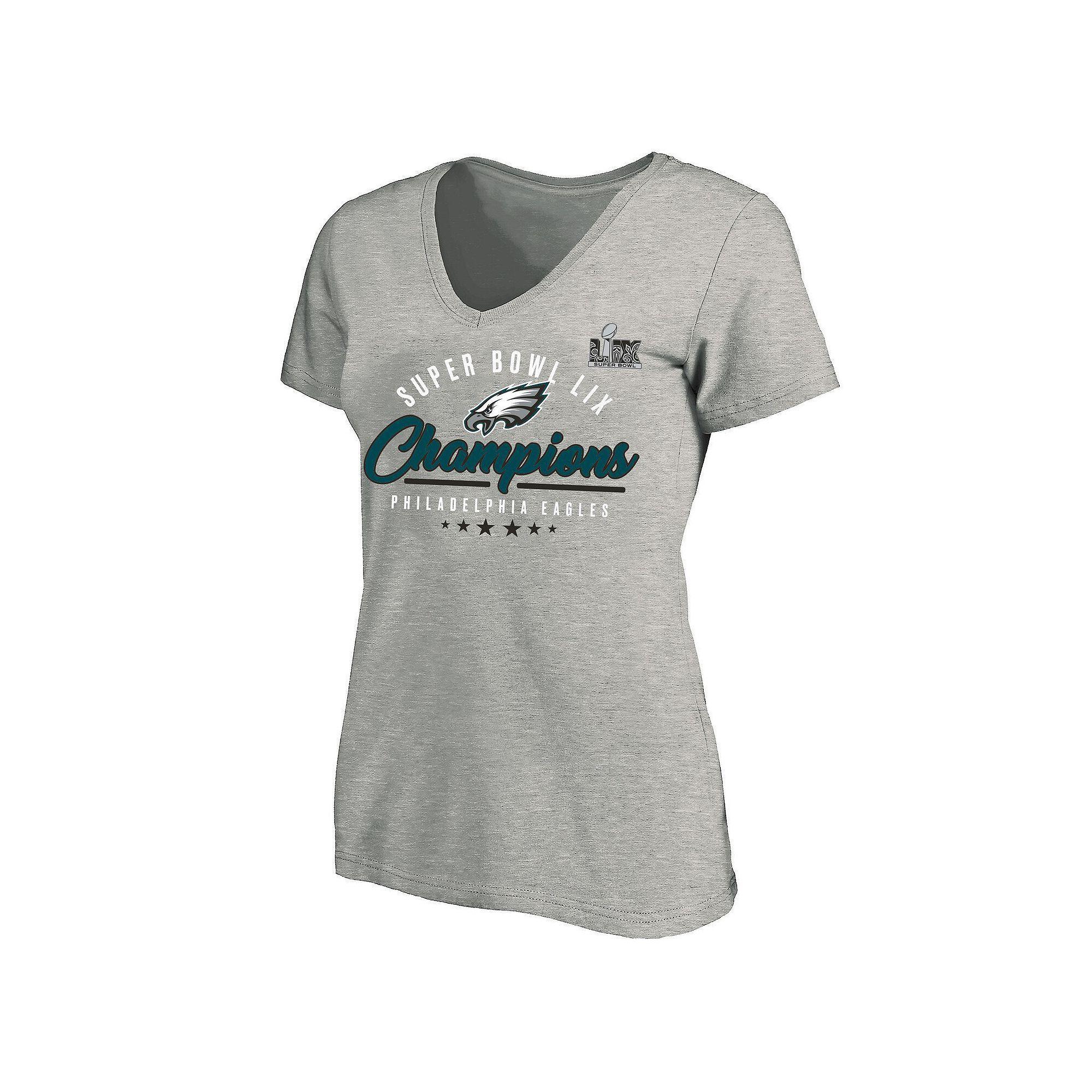 Women's Fanatics  Heather Gray Philadelphia Eagles Super Bowl LIX Champions Plus Size Prestigious Run Tri-Blend V-Neck T-Shirt, Size: 3XL, Grey Product Image