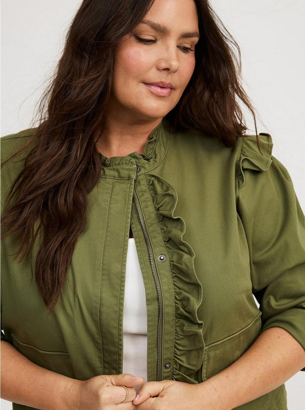 Lightweight Twill Ruffle Utility Jacket Product Image