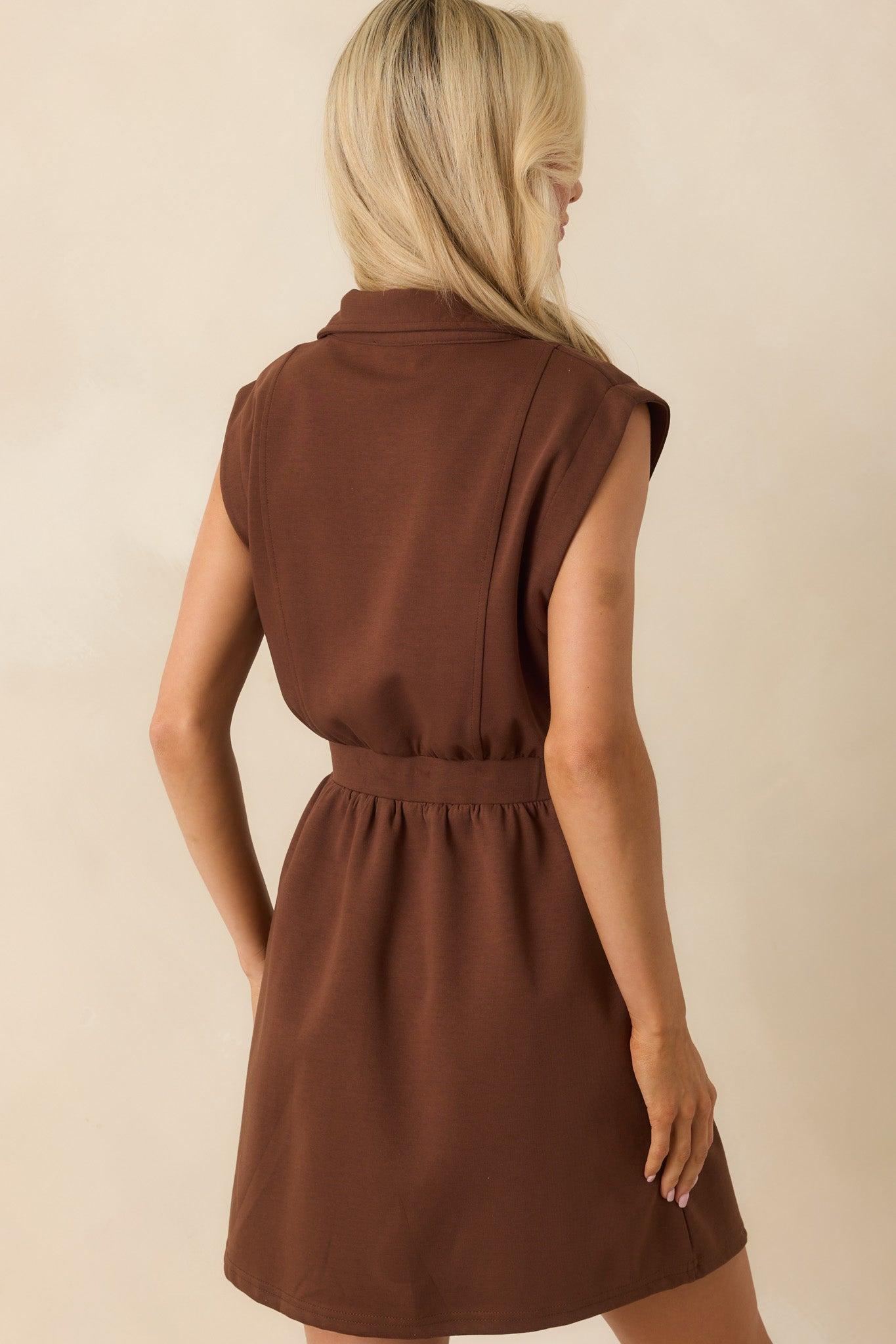 What It's All About Brown Cotton Sleeveless Mini Dress Product Image