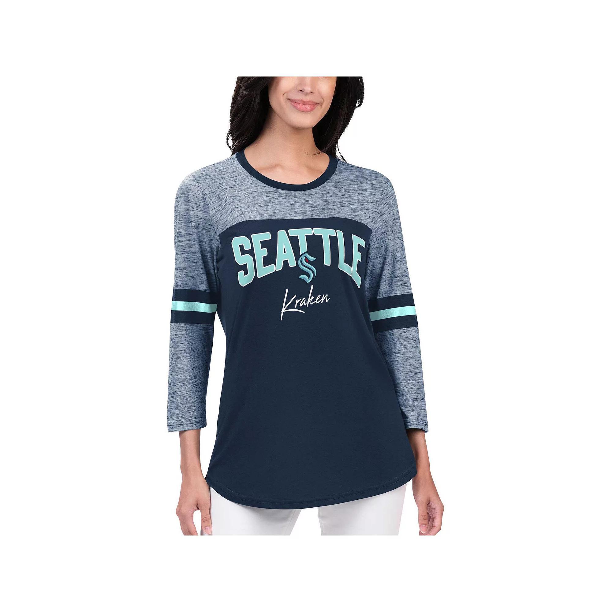 Women's G-III 4Her by Carl Banks Deep Sea Blue Seattle Kraken Play The Game 3/4-Sleeve T-Shirt, Size: Small, Krk Blue Product Image
