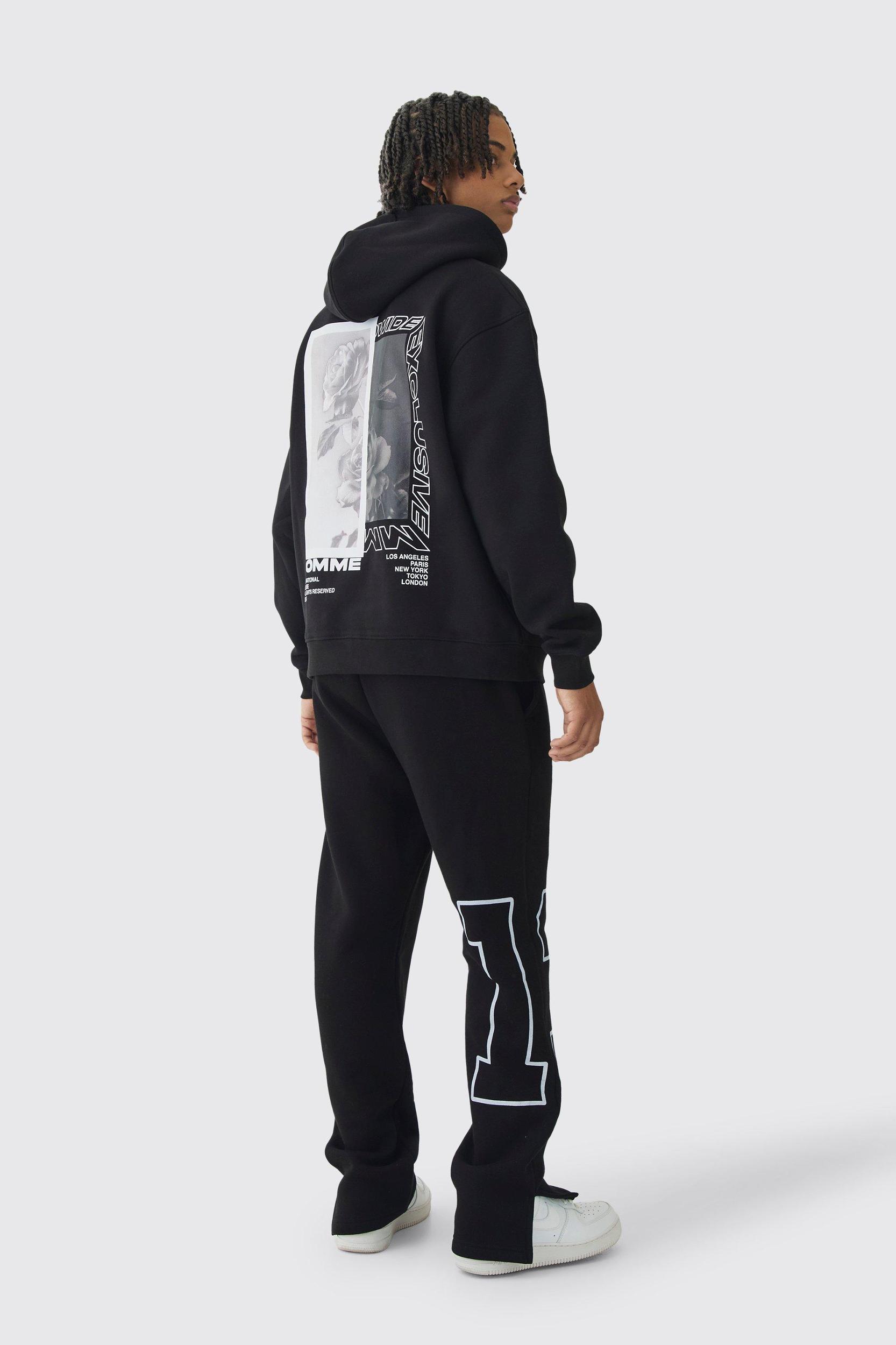 Regular Split Hem Varsity Printed Sweatpants | boohooMAN USA Product Image