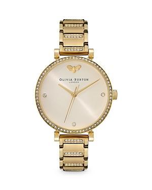 Olivia Burton T-Bar Quartz Analog Nude Dial Gold Stainless Steel Crystal Bracelet Watch Product Image