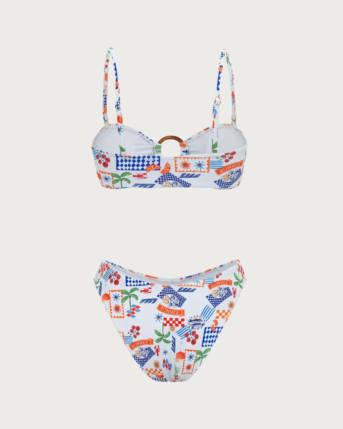 White Floral O-Ring Bikini Set Product Image