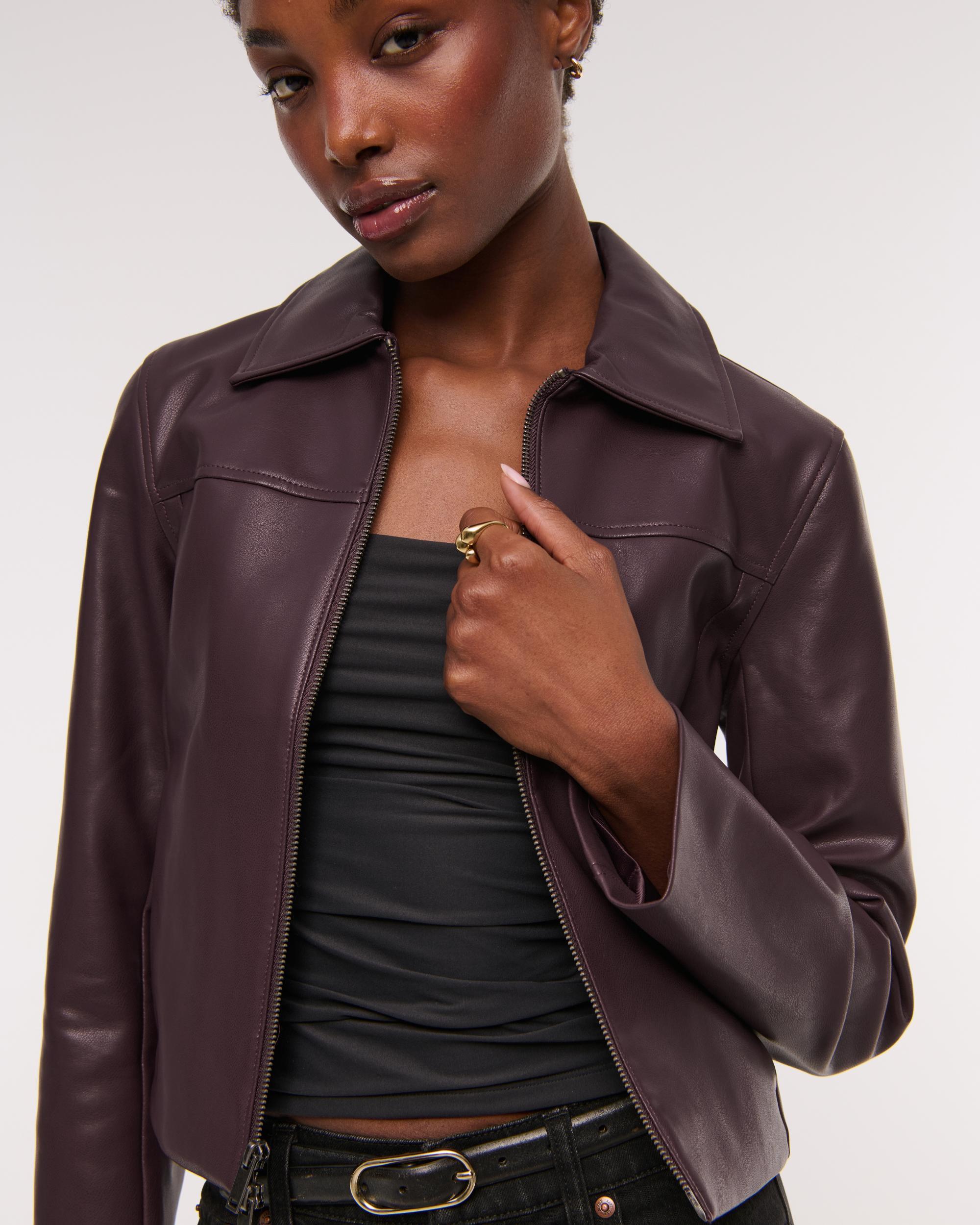 Slim Zip Vegan Suede Jacket Product Image