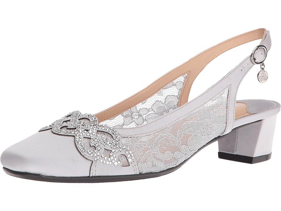 J. Renee Faleece Lace And Satin Slingback Block Heel Pumps Product Image