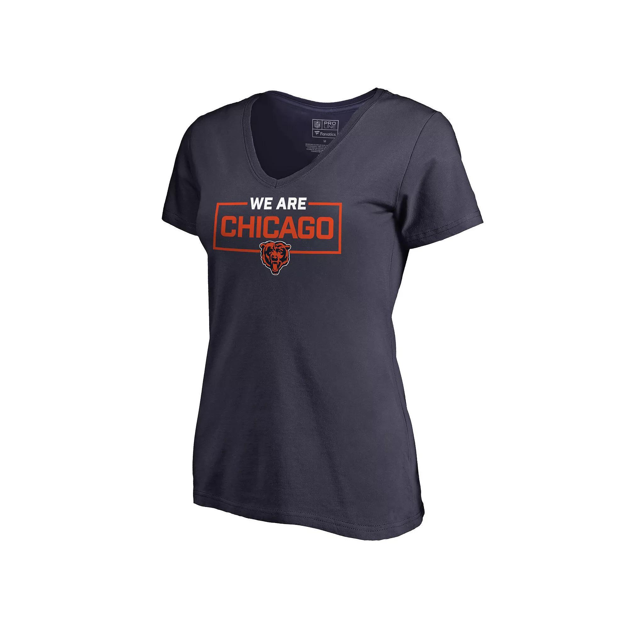 Women's Navy Chicago Bears We Are Icon V-Neck T-Shirt, Size: 2XL, Blue Product Image