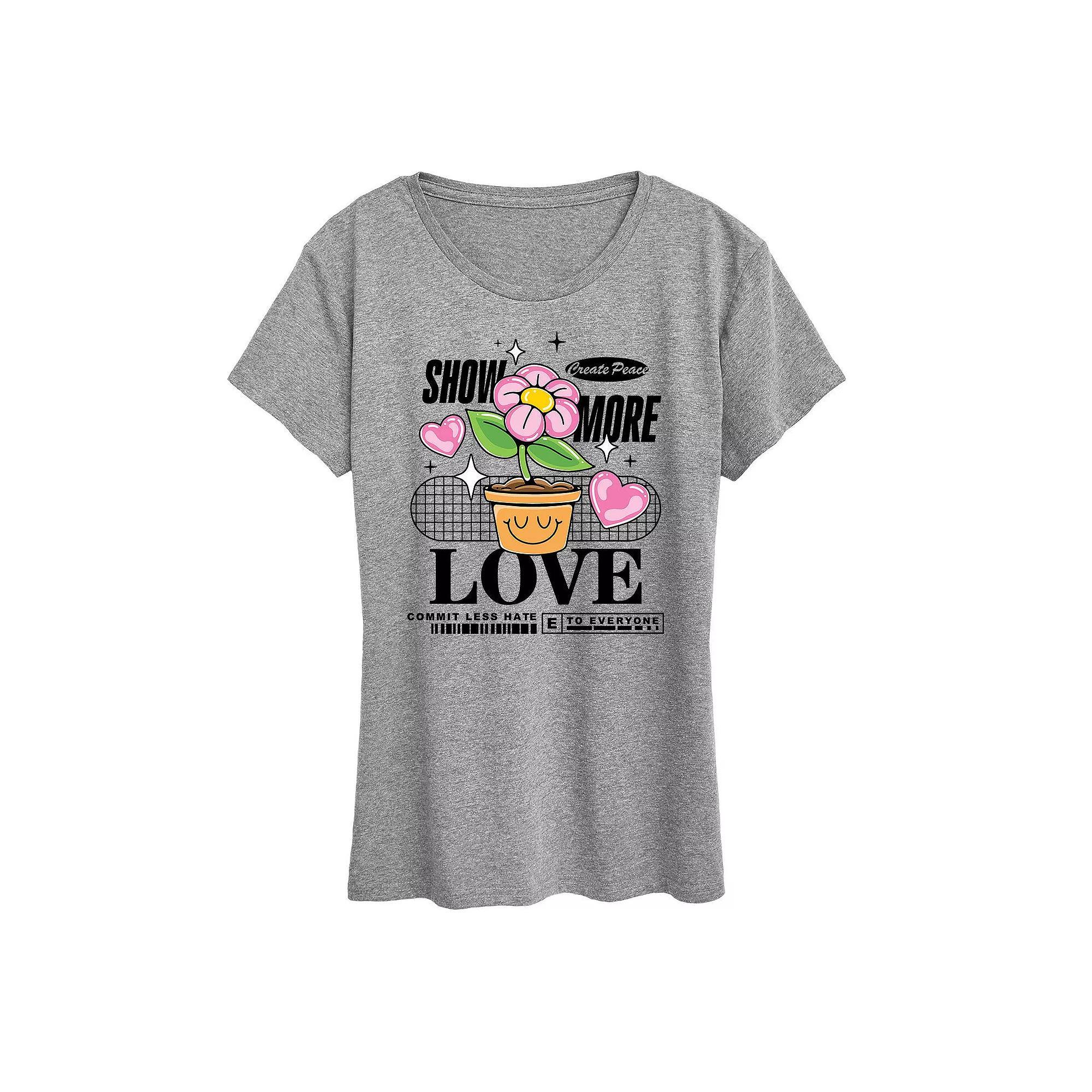 Women's Show More Love Graphic Tee, Girl's, Size: Small, Grey Gray Product Image