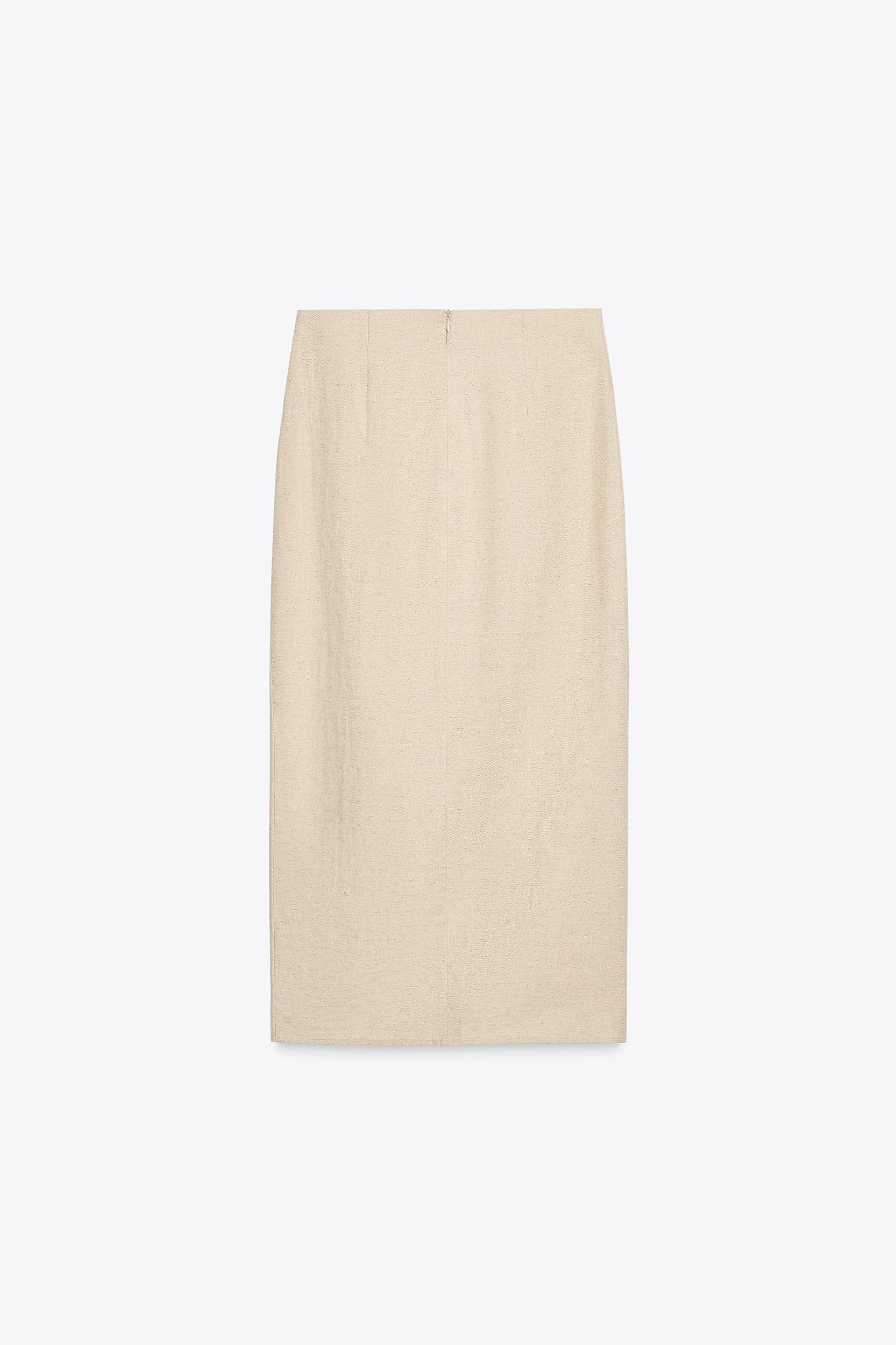 LINEN BUCKLE MIDI SKIRT Product Image