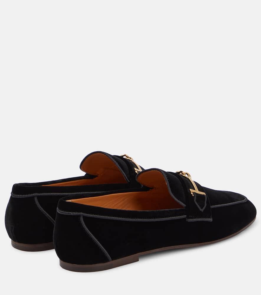 TOD'S Embellished Velvet Loafers In Black Product Image