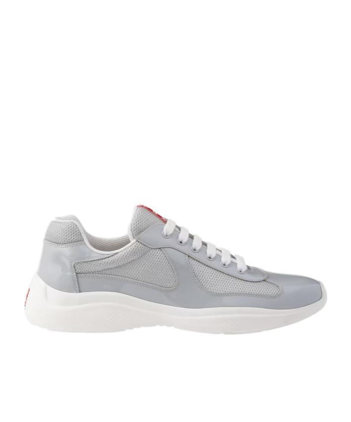 PRADA America's Cup Logo-patch Sneakers In Grey Product Image