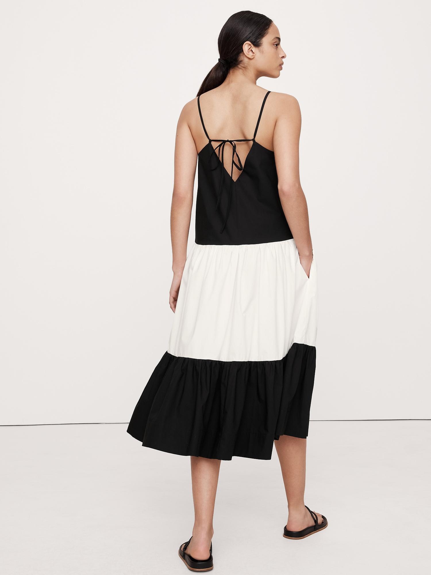 Cotton Poplin Tiered Midi Dress Product Image