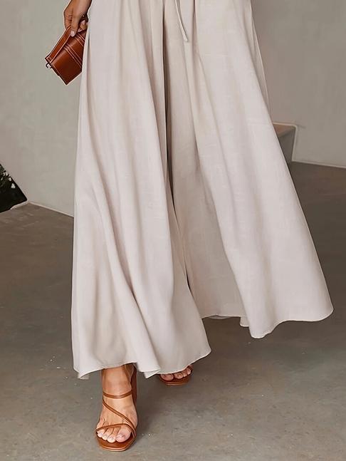 Loose Wide Leg Drawstring Solid Color Casual Pants Bottoms Trousers Product Image