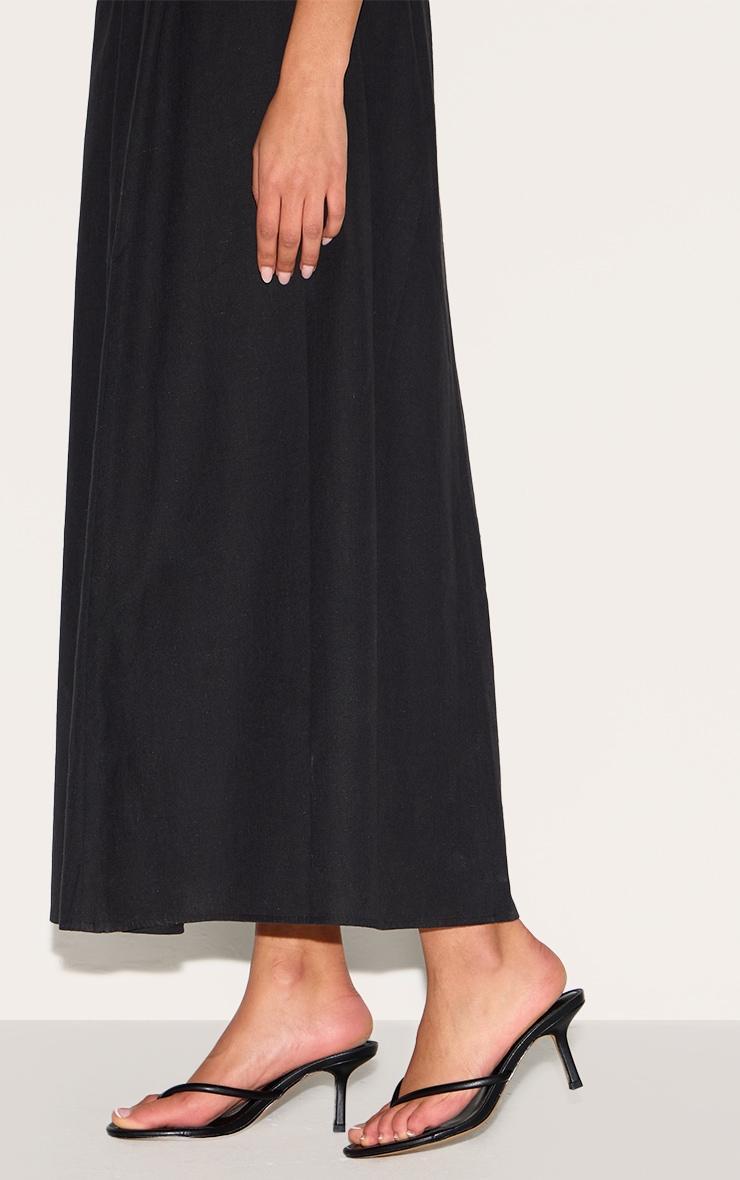 Black Pu Toe Thong Heeled Mules Product Image